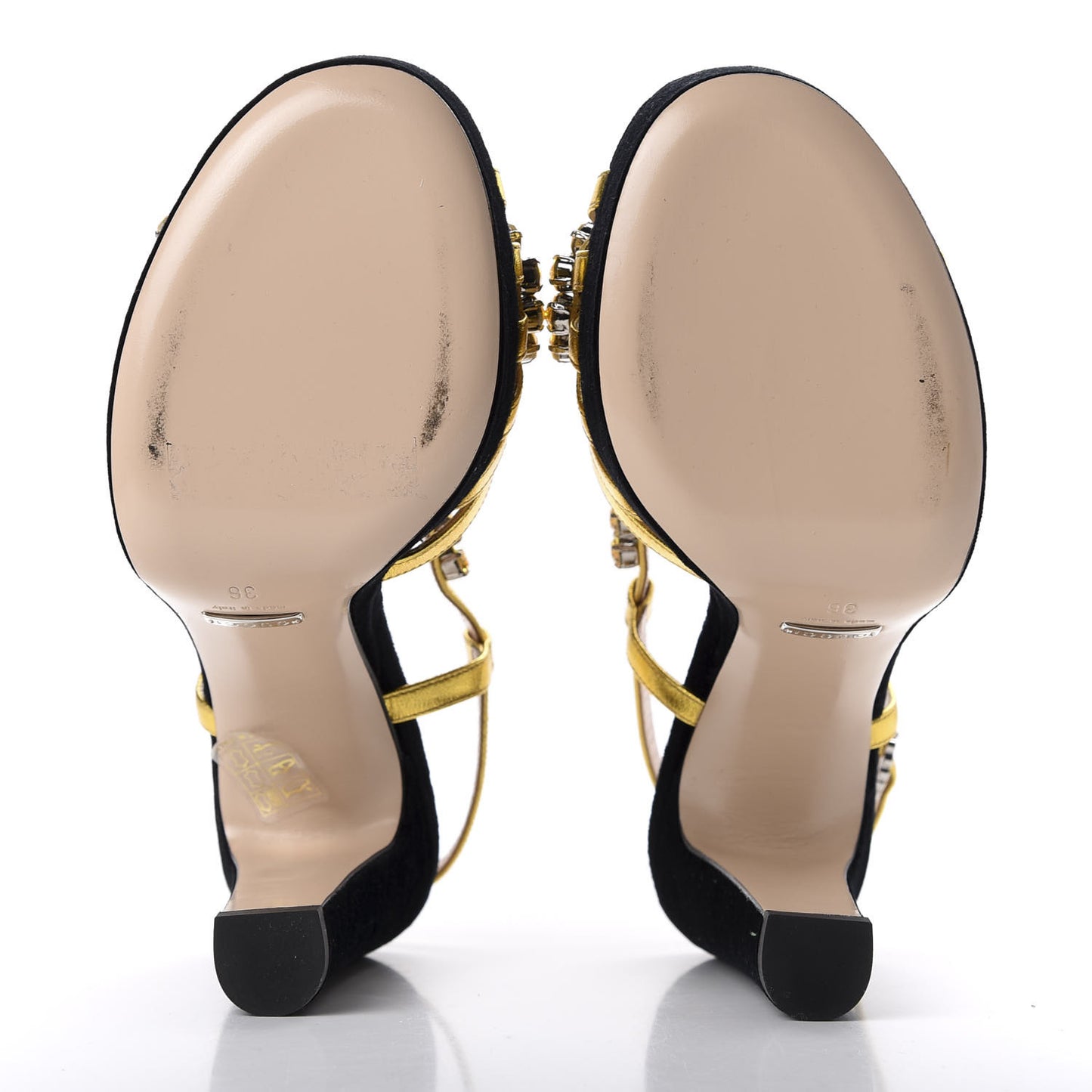 Velvet Nappa Crystal Zephyra Slingback Platform High Heel Sandals 36 Black Gold