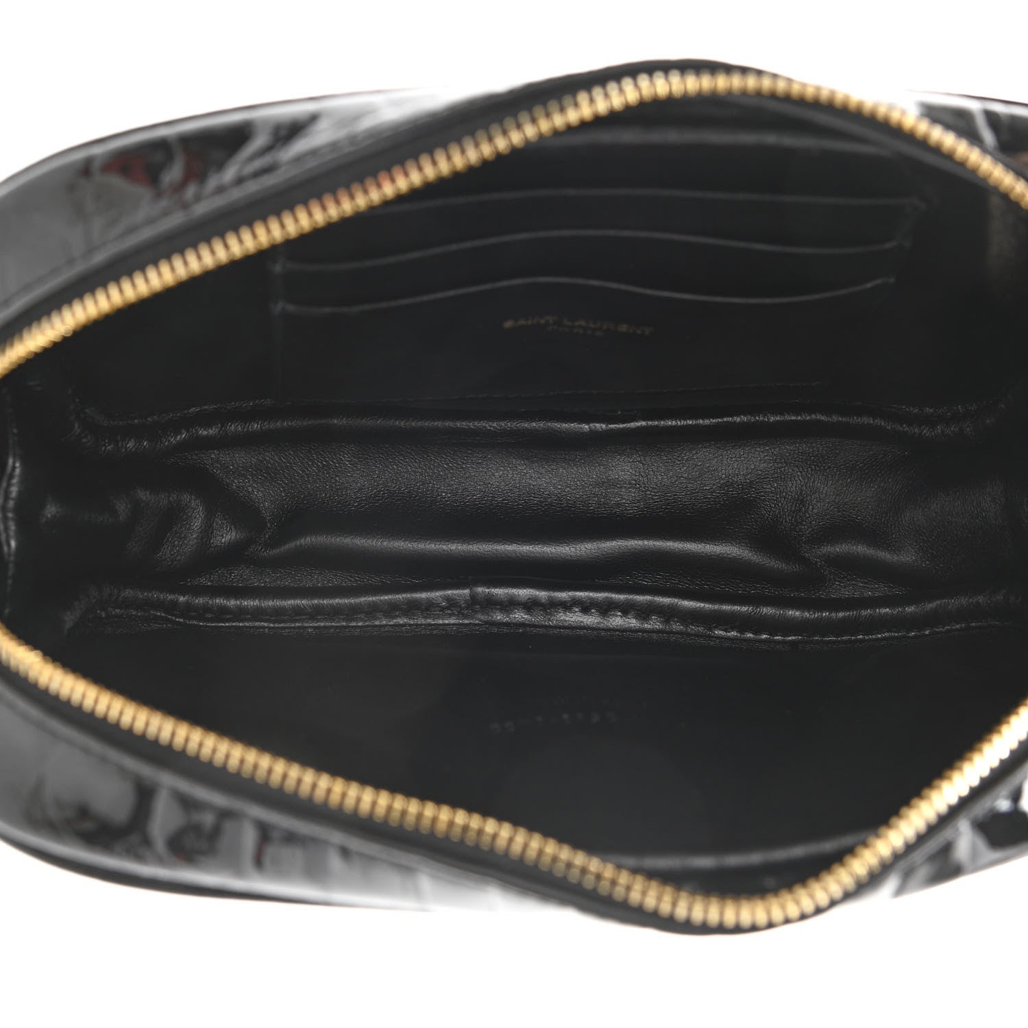 Saint Laurent Calfskin Crocodile Embossed Monogram Mini Lou Camera Bag Black 7 of 10