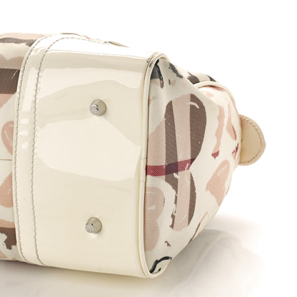 Burberry Patent Nova Check Heart Small Chester Bowling Bag White 8 of 12
