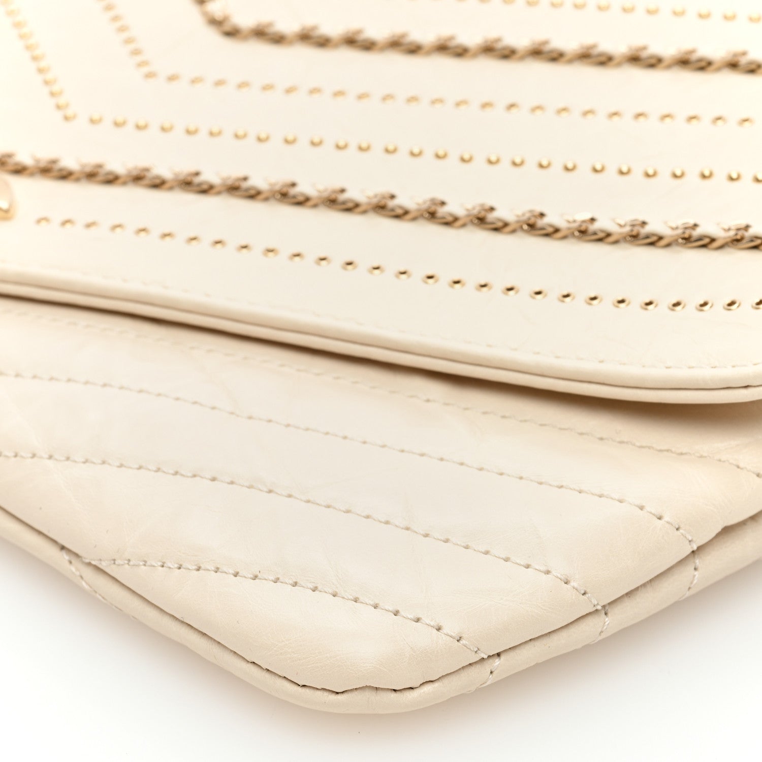 Chanel Crumpled Calfskin Chevron Envelope Clutch Ivory 11 of 11