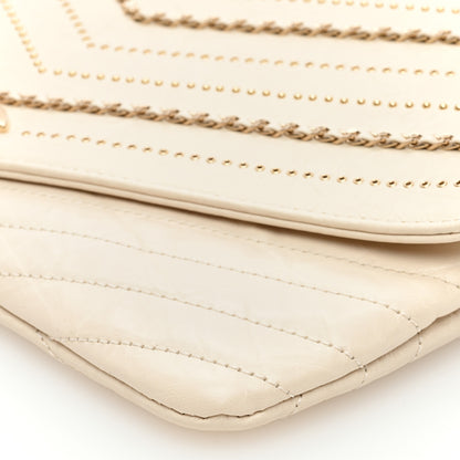 Chanel Crumpled Calfskin Chevron Envelope Clutch Ivory 11 of 11