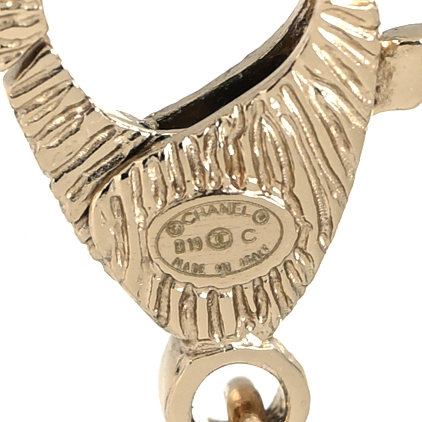 Pearl Crystal Lambskin Chain CC Necklace White Gold