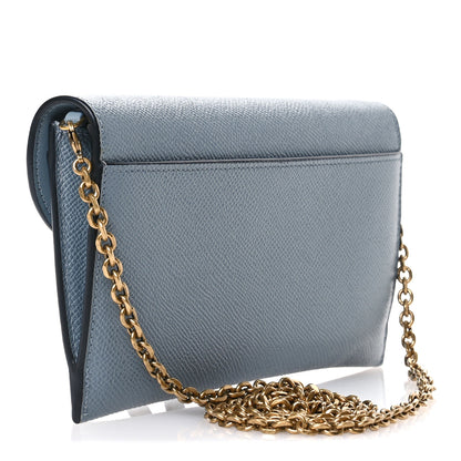 Christian Dior Grained Calfskin Saddle Chain Pouch Cloud Blue 4 of 12