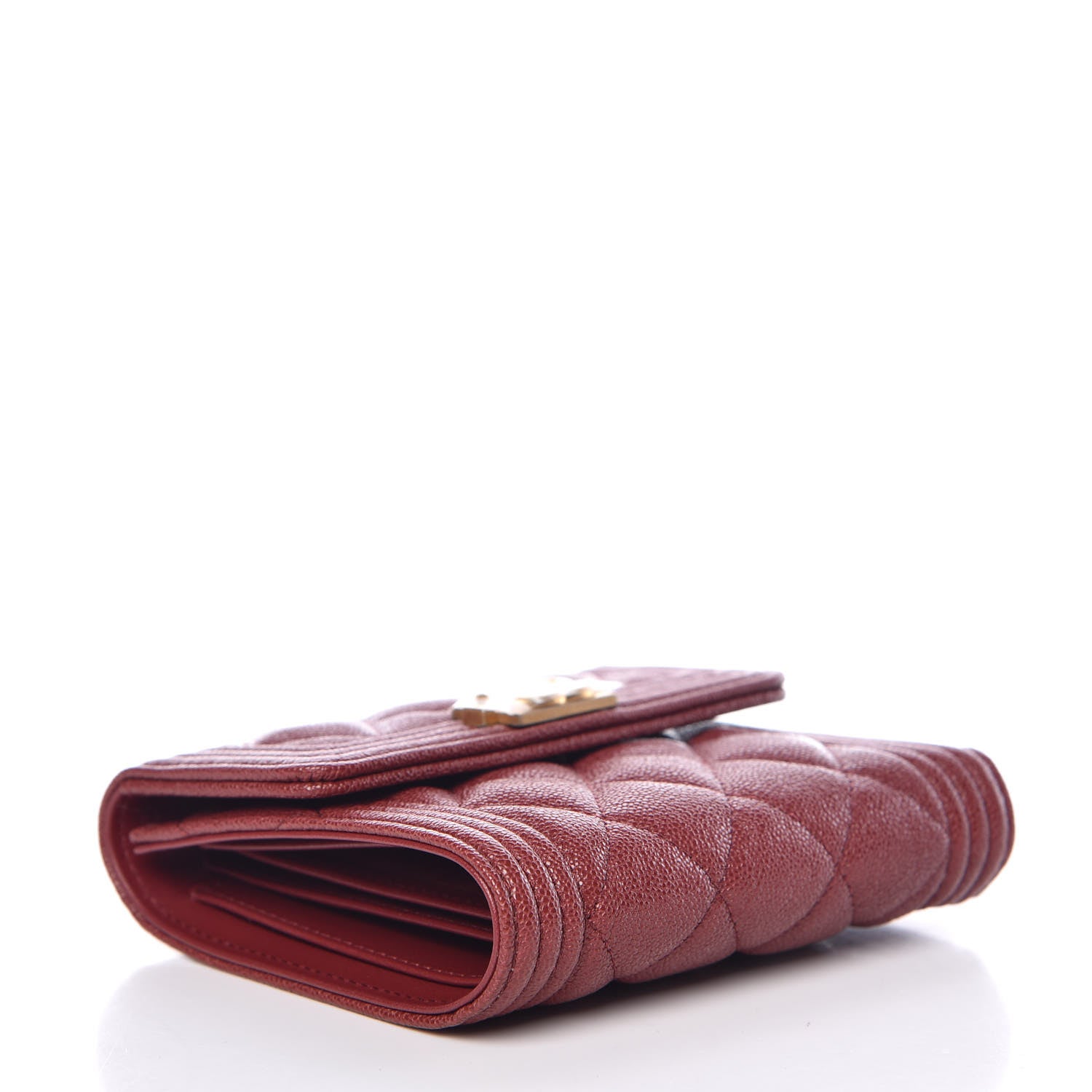 Chanel Caviar Quilted Compact Boy Wallet Burgundy 4 of 9