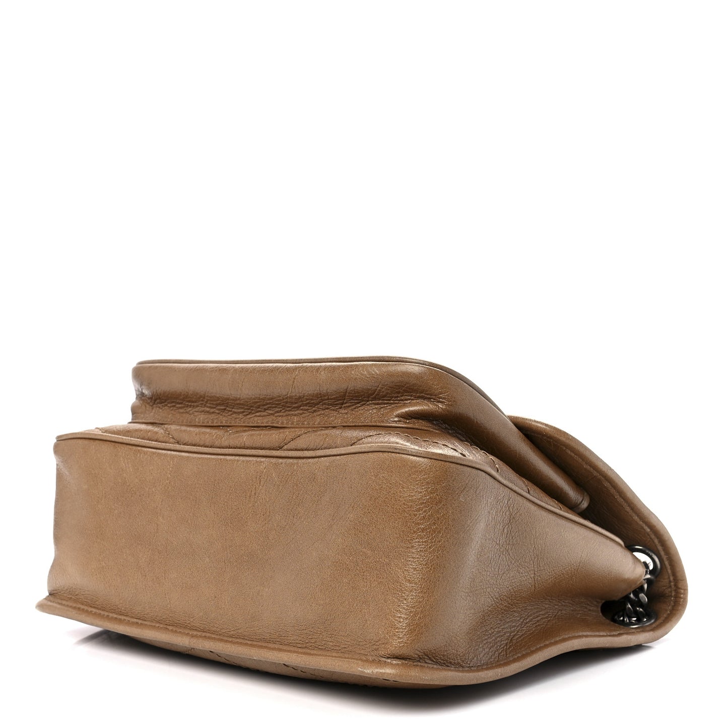 Crinkled Calfskin Matelasse Monogram Medium Niki Chain Satchel Caramel