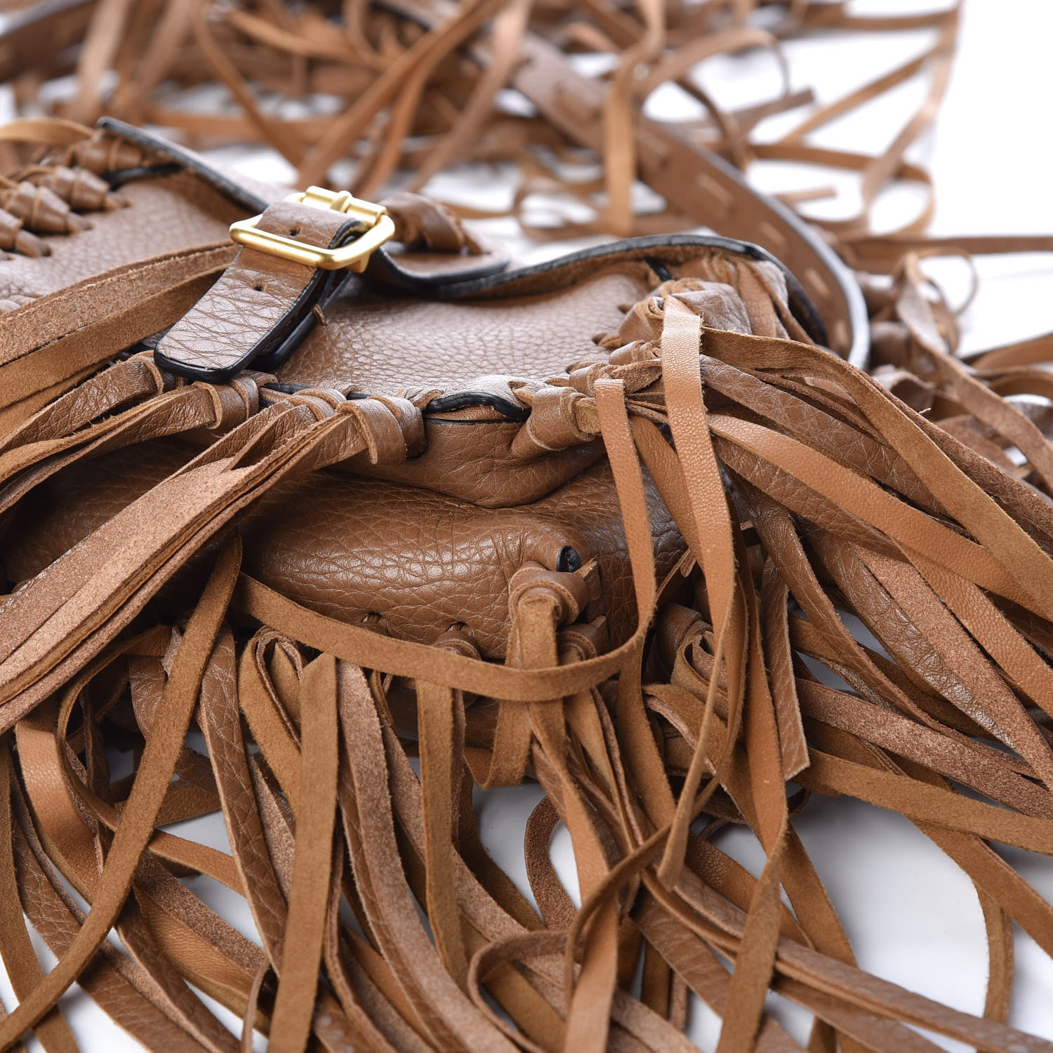 Valentino Garavani Pebbled Calfskin Small C Rockee Fringe Shoulder Bag Light Cuir 11 of 11