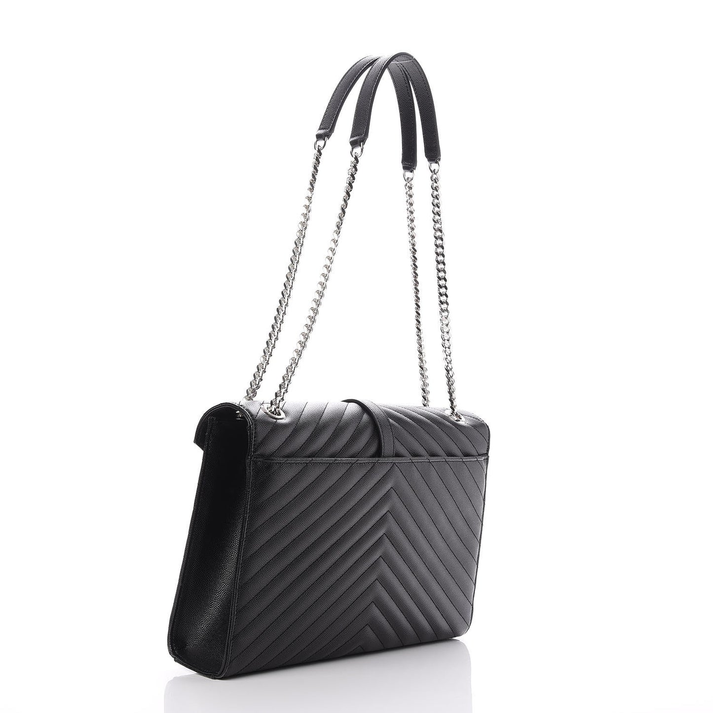 Grain De Poudre Matelasse Chevron Large Monogram Satchel Black