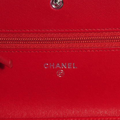 Chanel Lambskin Quilted Boy Wallet On Chain WOC Red 7 of 8