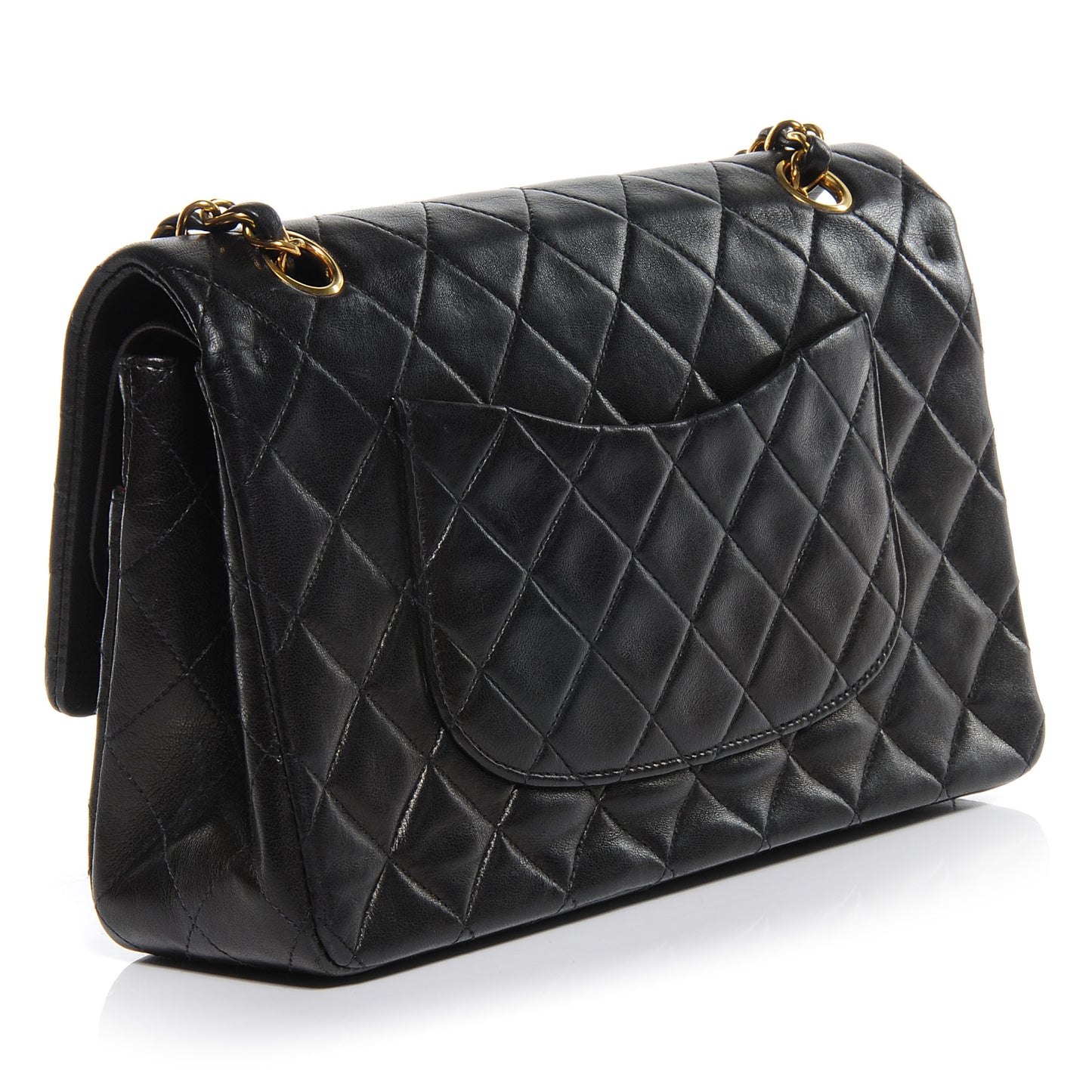 Lambskin Medium Double Flap Black