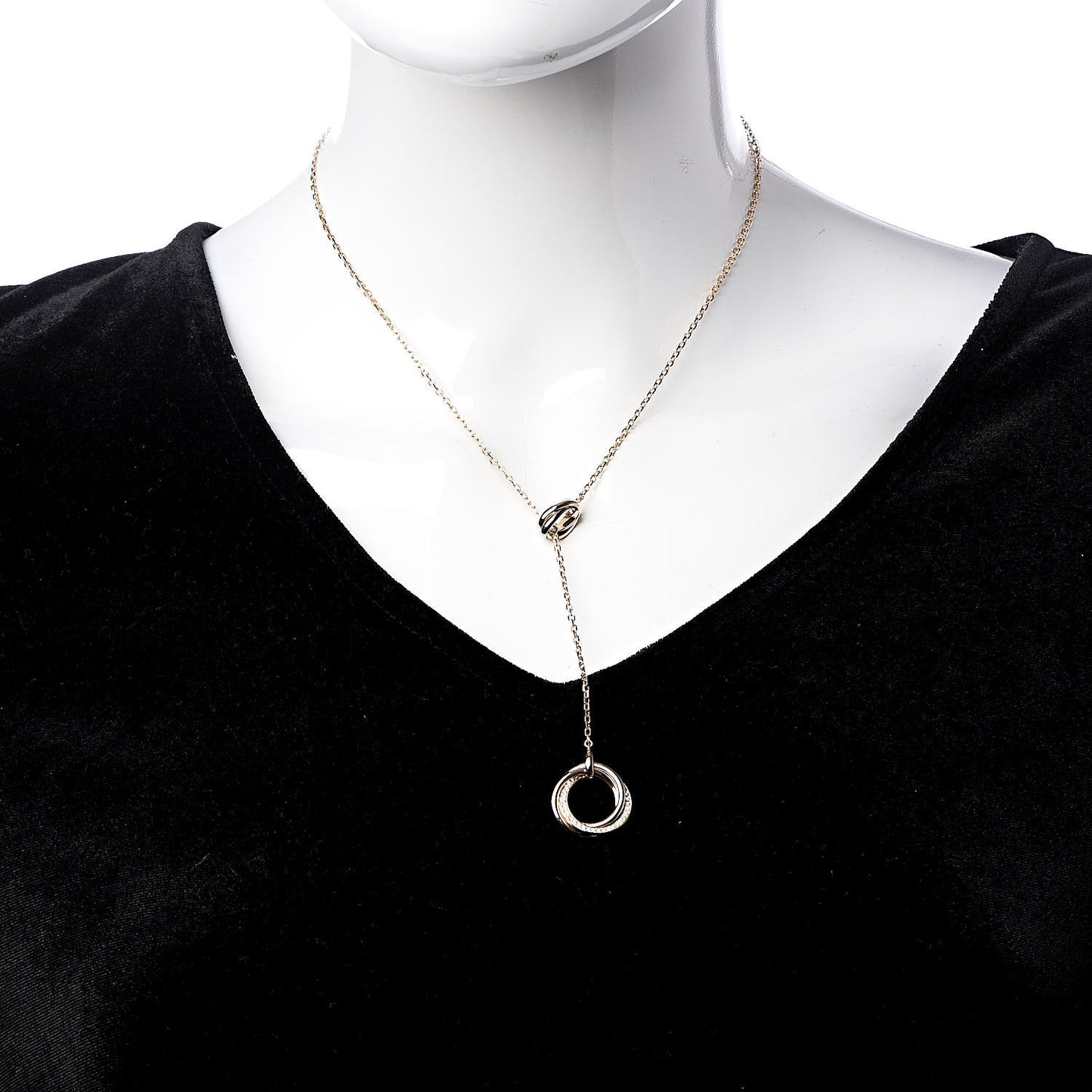 18K Pink Yellow White Gold Diamond Trinity Lariat Necklace