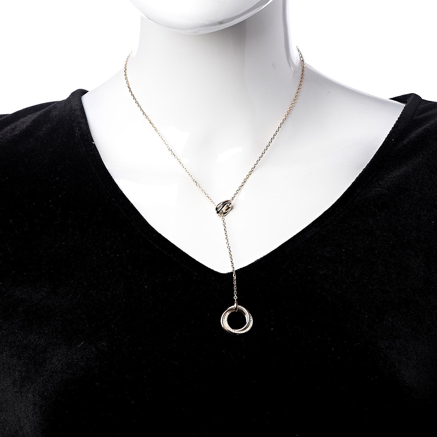 Cartier 18K Pink Yellow White Gold Diamond Trinity Lariat Necklace 2 of 5