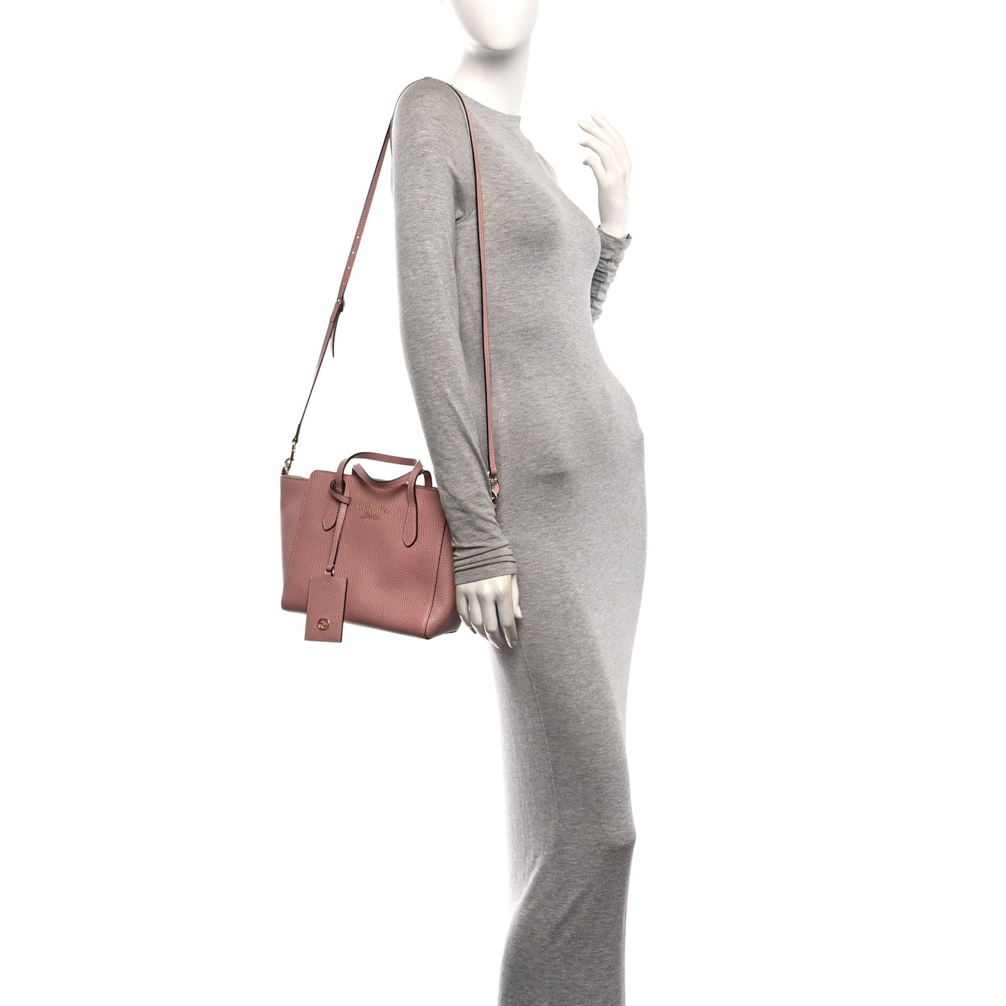 Dollar Calfskin Mini Swing Top Handle Bag Soft Pink