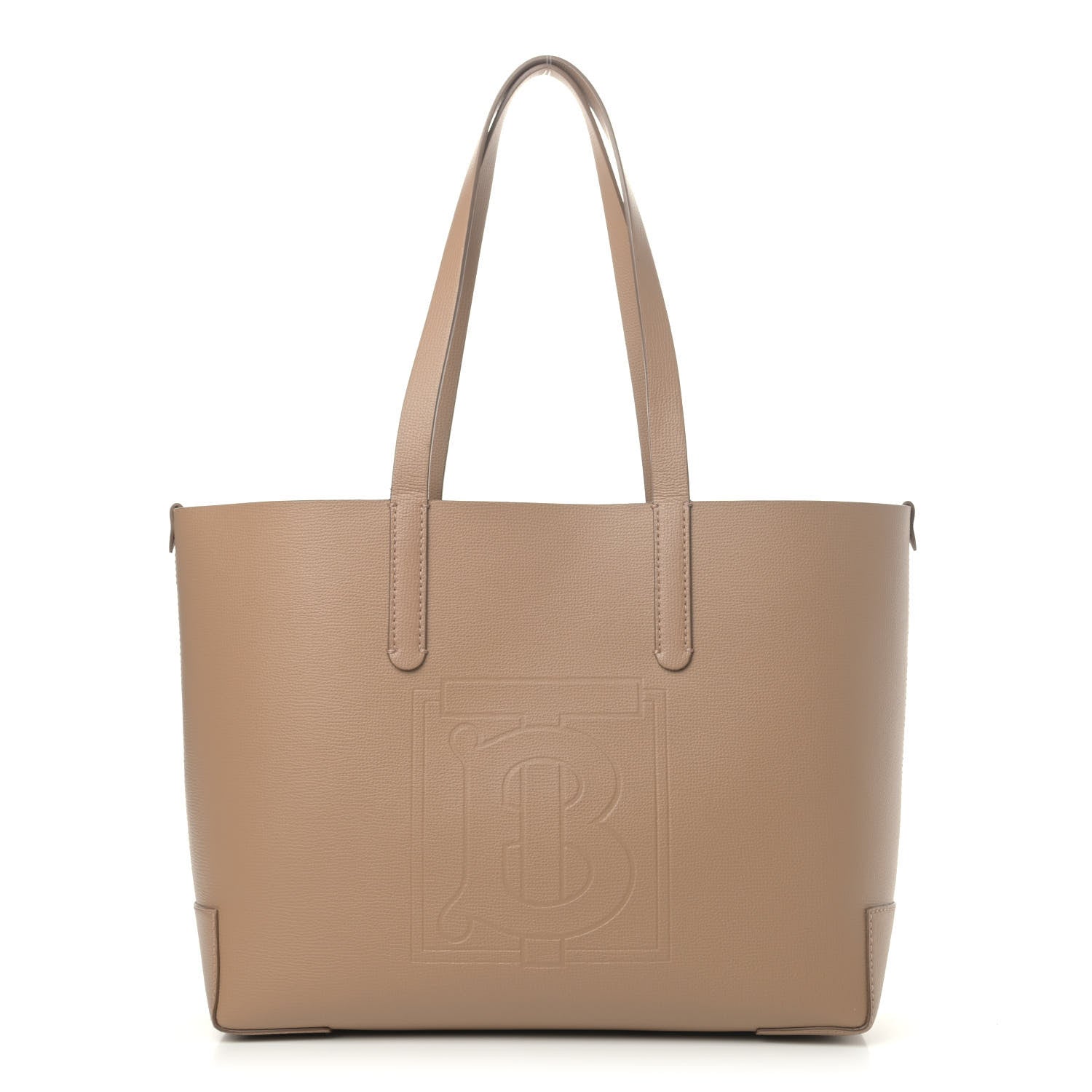 Burberry Calfskin TB Motif Embossed Medium Tote Camel 1 of 4