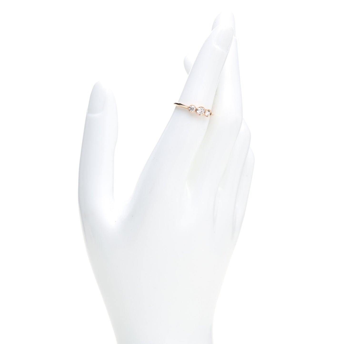18K Rose Gold Diamond Three Stone Milgrain Ring 49 5