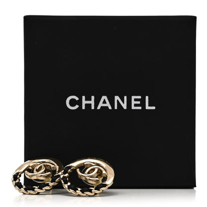 Chanel Lambskin Chain CC Round Earrings Gold Black 5 of 5