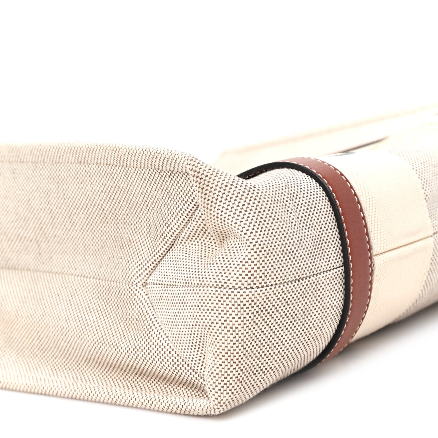 Chloe Cotton Calfskin Medium Woody Ribbon Tote White Brown 9 of 12