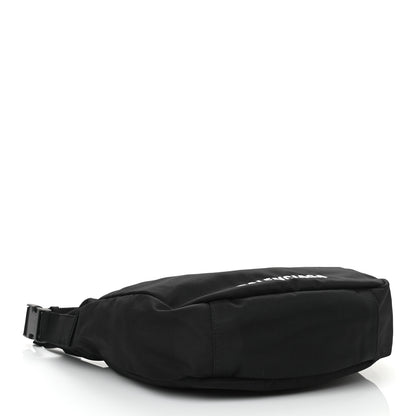 Balenciaga Recycled Sport Nylon Logo Embroidered Large Wheel Sling Bag Black White 4 of 10