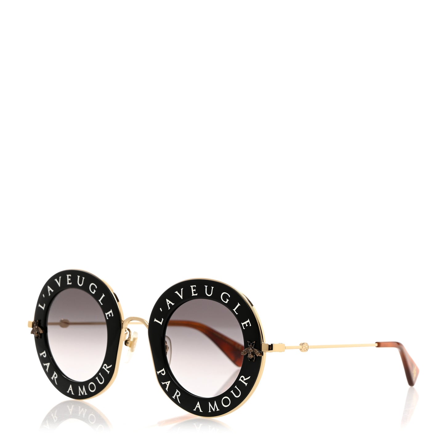 Metal L'Aveugle Par Amour Round Frame Sunglasses GG0113S Black