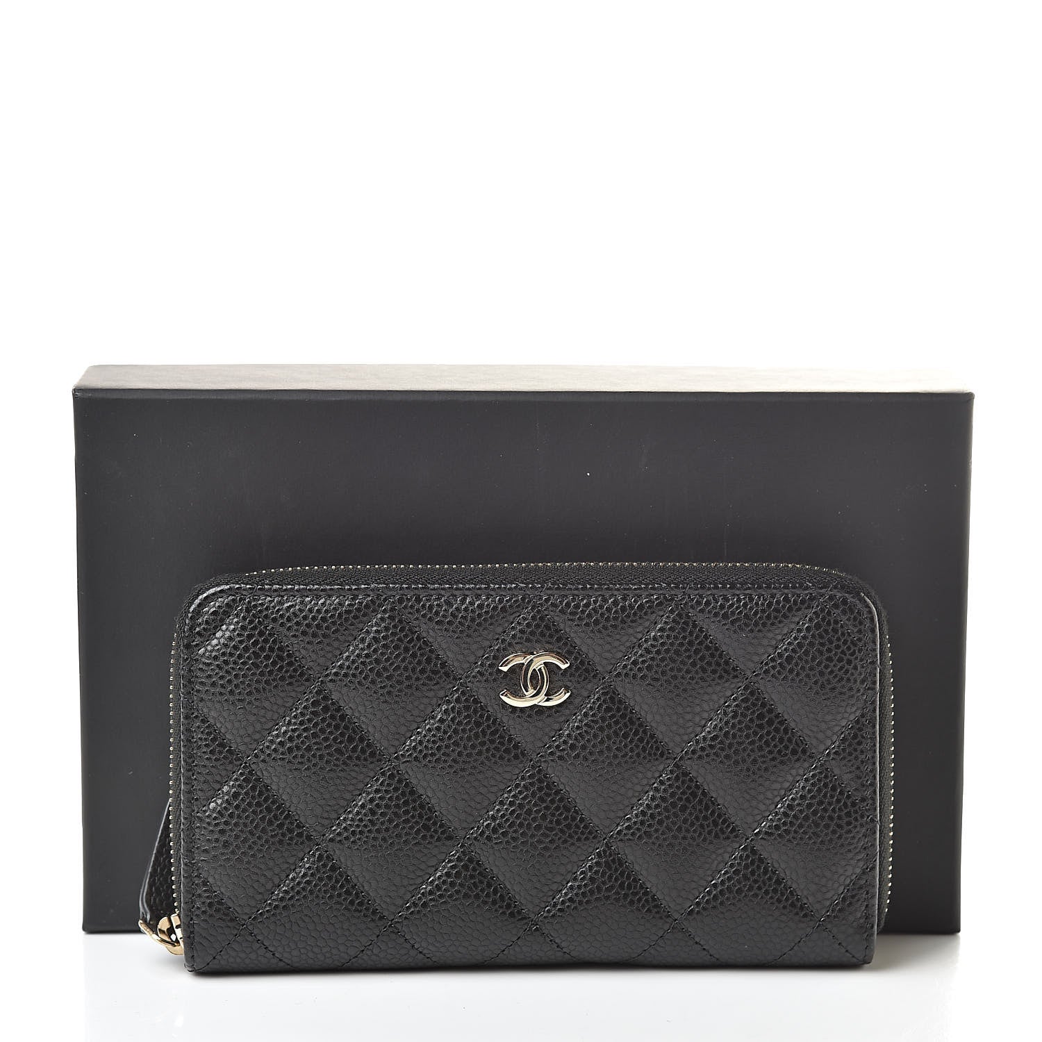 Chanel Caviar Quilted Small Zip Around Wallet Black 9 of 9