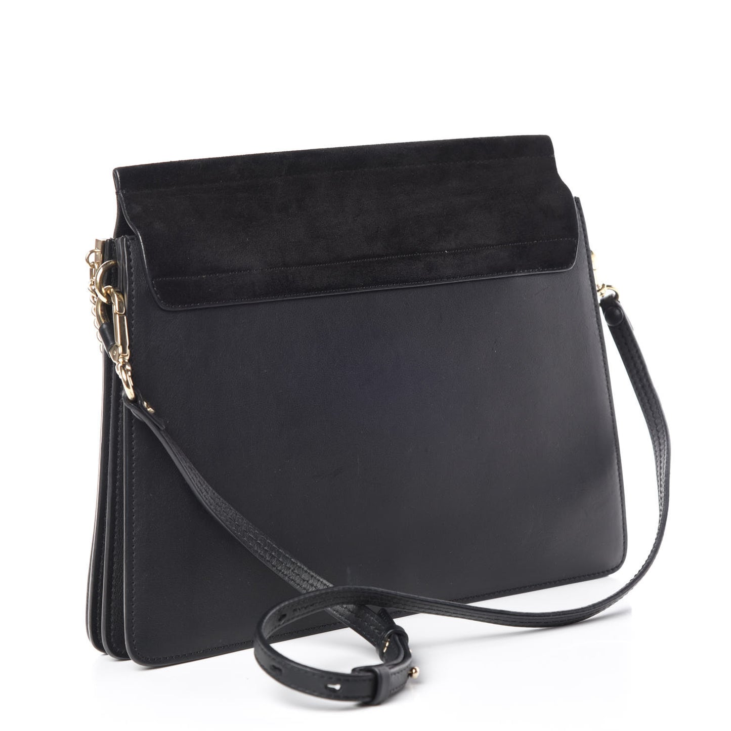 Suede Calfskin Medium Faye Shoulder Bag Black