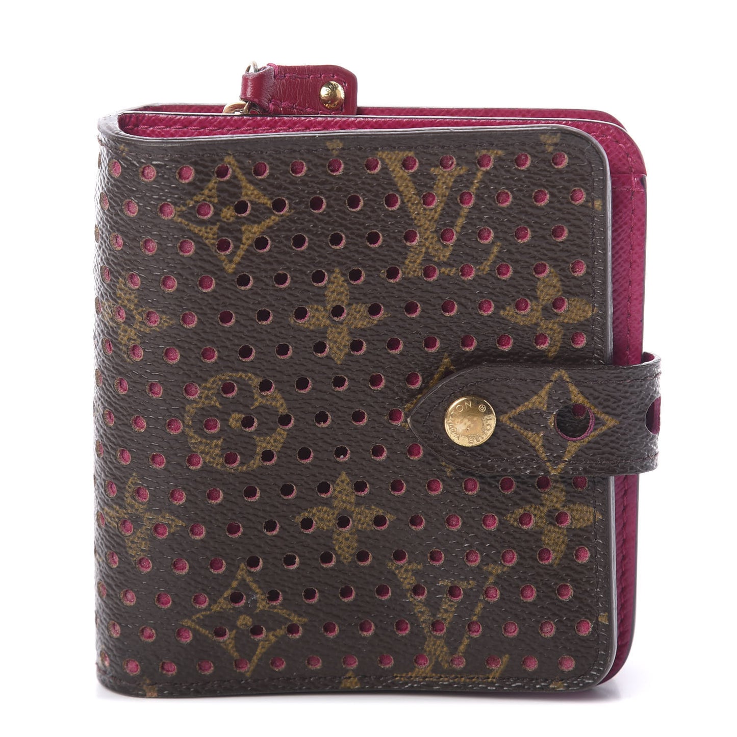 Monogram Perforated Compact Zipped Wallet Fuchsia