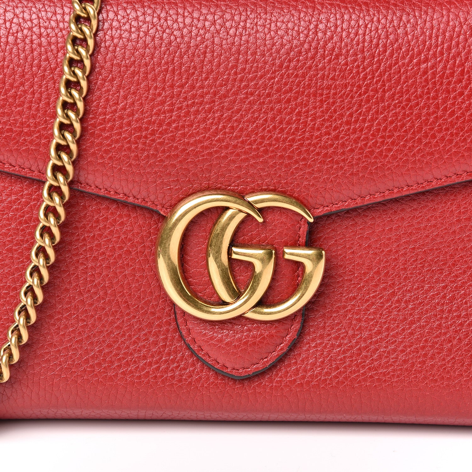 Gucci Calfskin GG Marmont Chain Wallet Vulcanic Red 10 of 10