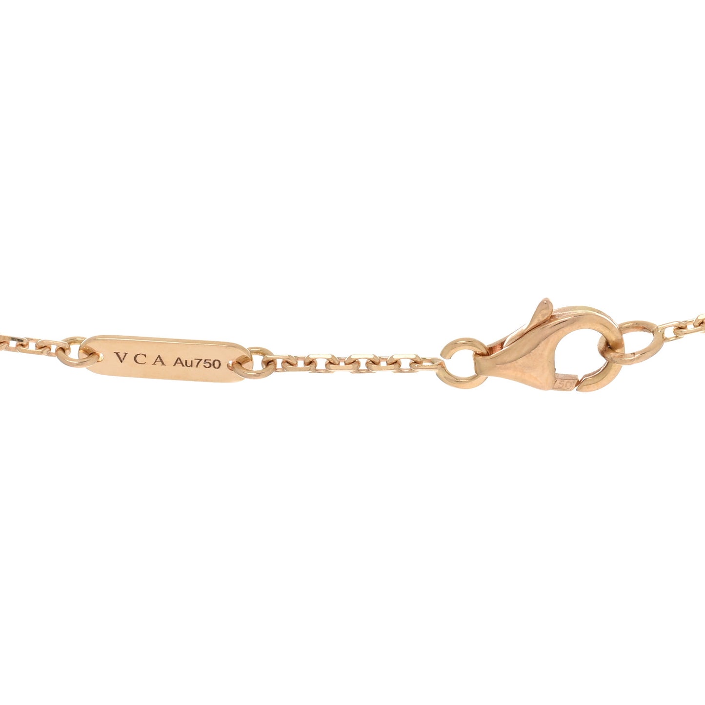 VAN CLEEF & ARPELS 18K Rose Gold Diamond Pink Porcelain Vintage Alhambra Pendant Necklace