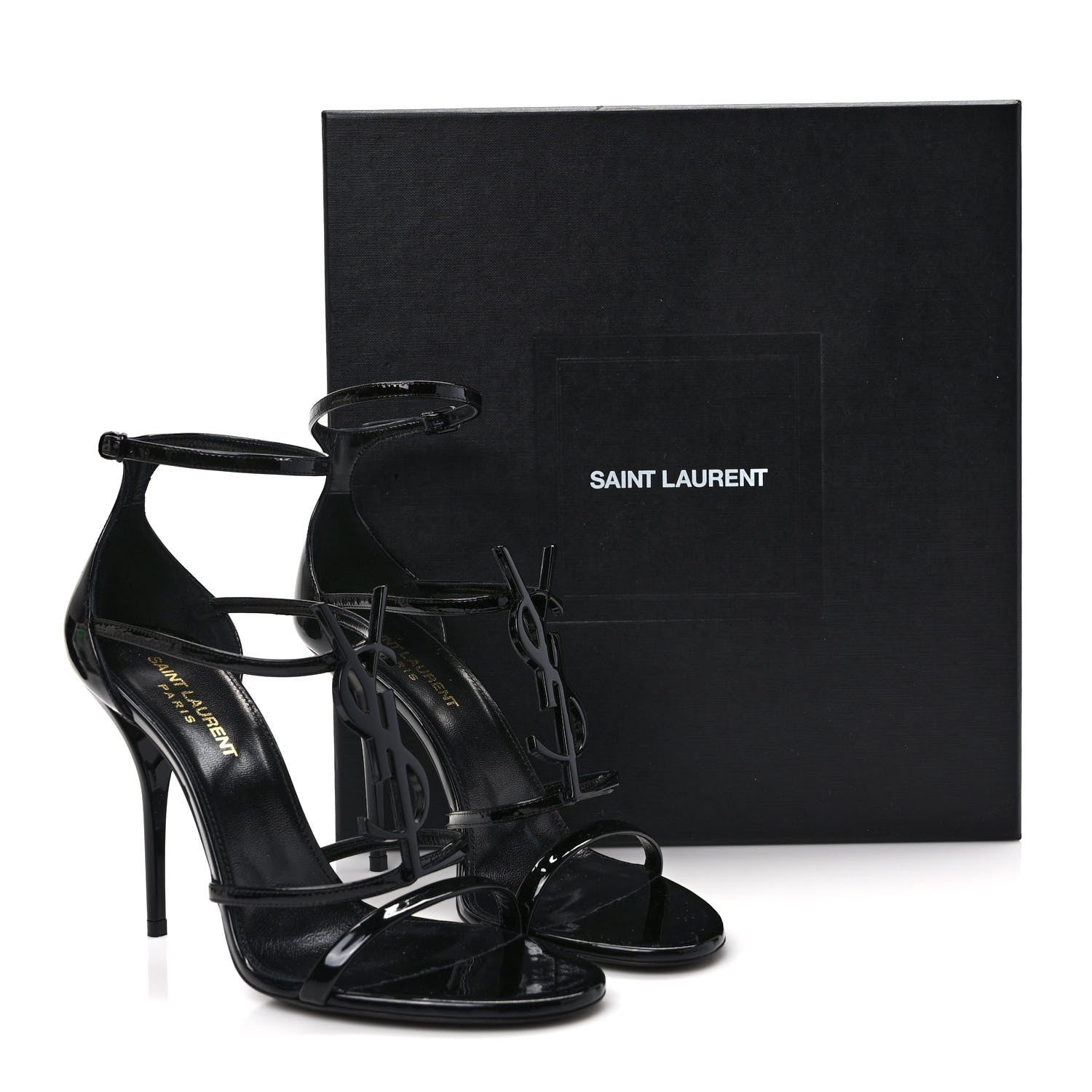 Saint Laurent Patent Cassandra 100 Sandals 38.5 Black 8 of 8