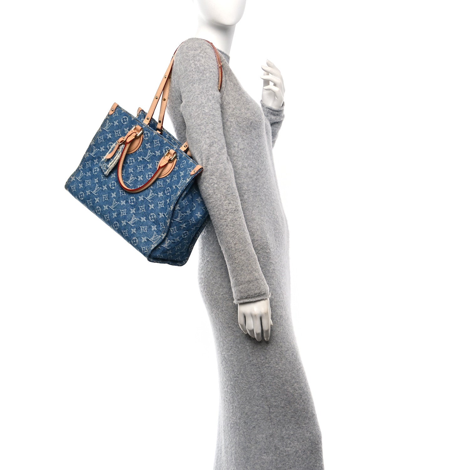 Louis Vuitton Monogram Denim Onthego MM Blue 2 of 9