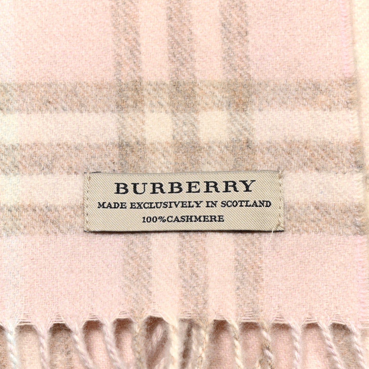 Cashmere Check Fringe Scarf Pink