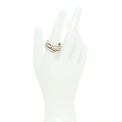 David Yurman Sterling Silver 18K Yellow Gold Double X Crossover Ring 58 8.5 2 of 4
