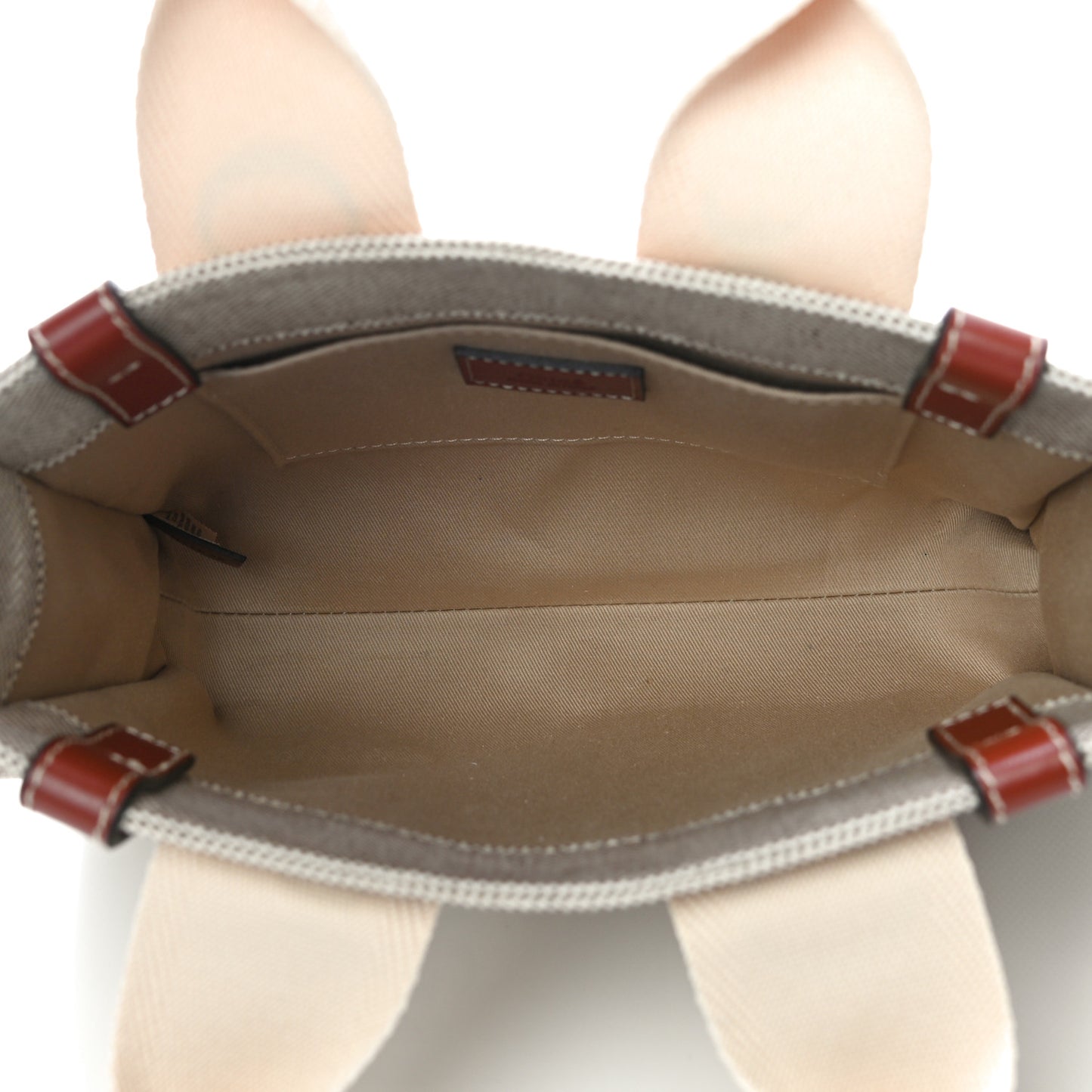 Cotton Calfskin Small Woody Ribbon Tote White Brown
