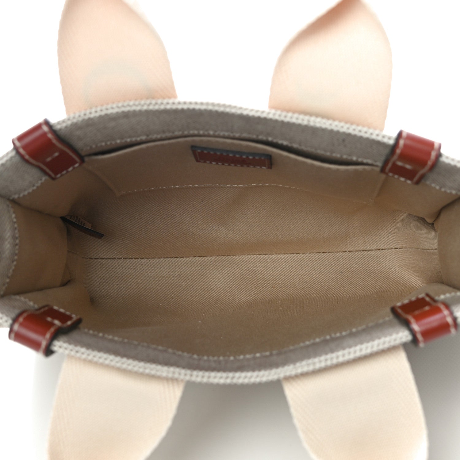 Chloe Cotton Calfskin Small Woody Ribbon Tote White Brown 5 of 10
