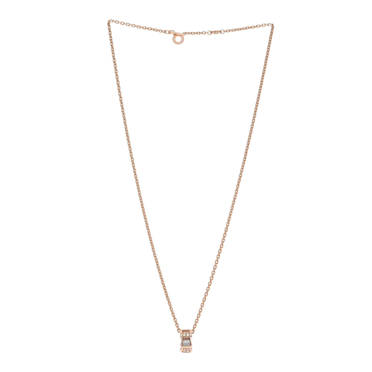 Bulgari 18K Rose Gold Diamond Mother of Pearl Serpenti Viper Pendant Necklace 3 of 7