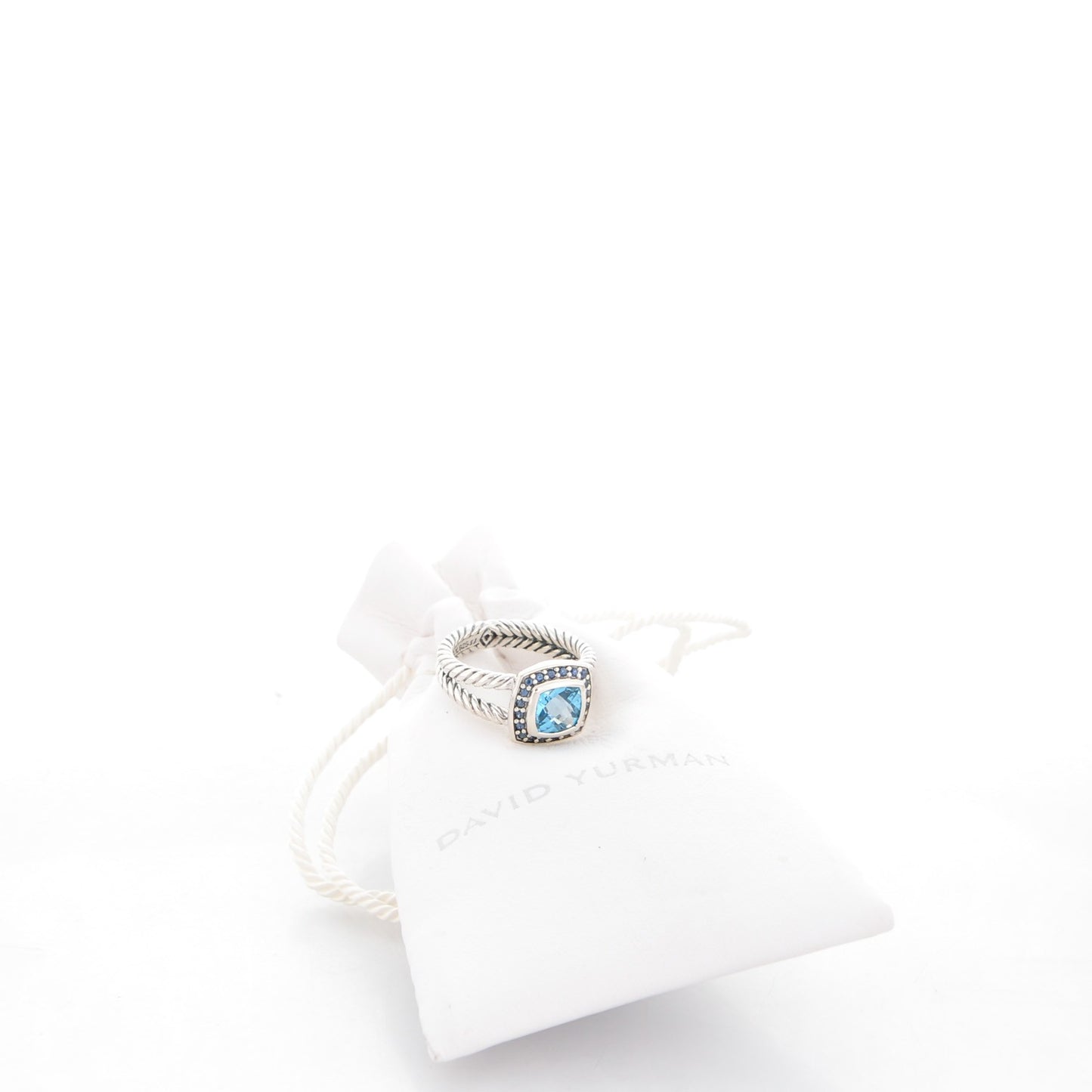 Sterling Silver Blue Topaz Sapphire 7mm Petite Cable Candy Ring 51.5 6