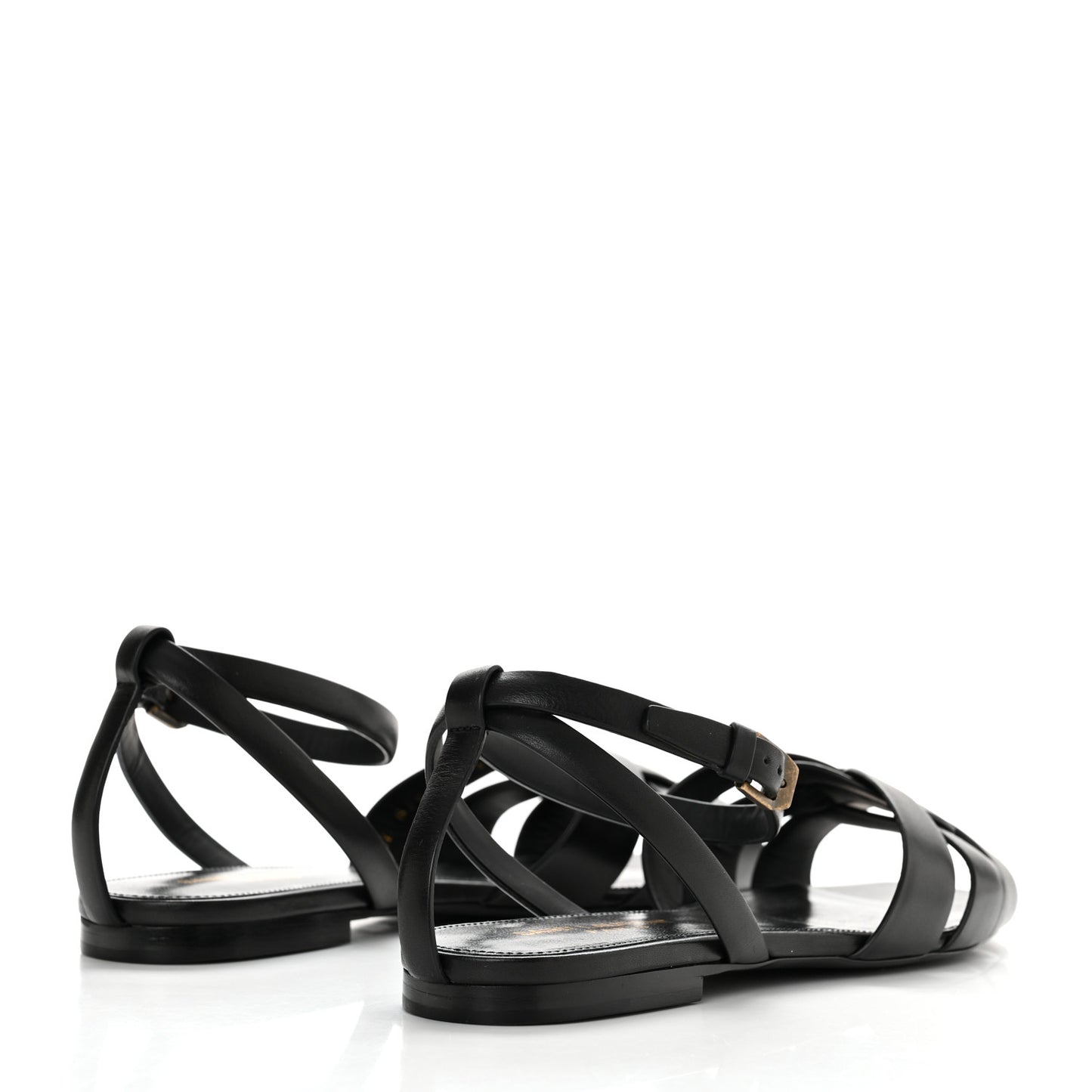Calfskin Tribute 05 Ankle Strap Flat Sandals 37 Black