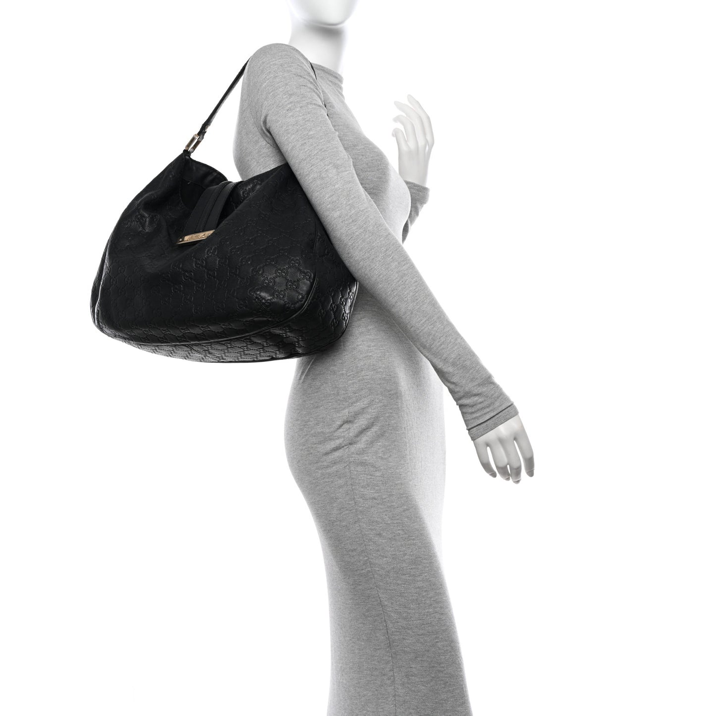 Guccissima Large New Ladies Web Hobo Black