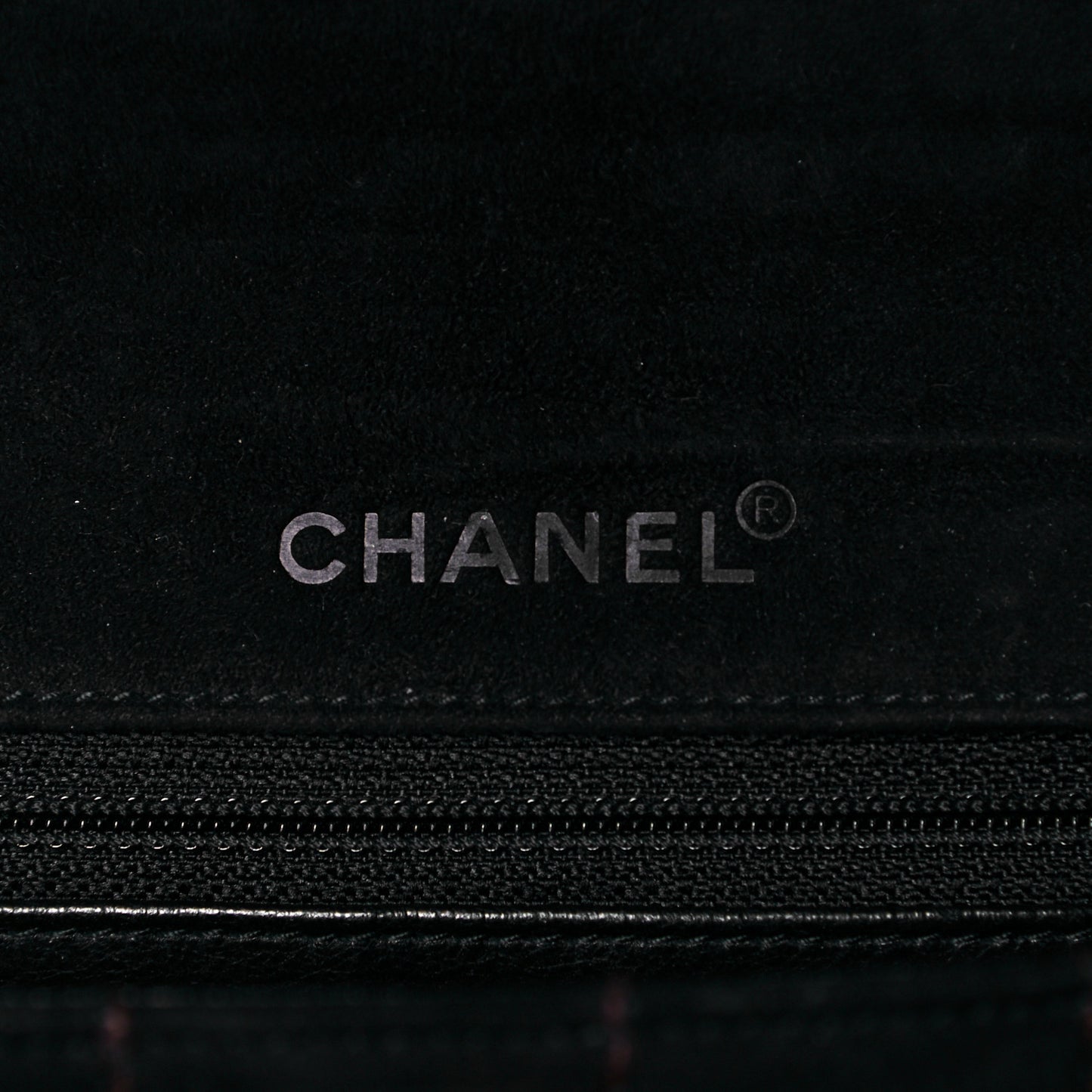 Suede Square Double Stitch Flap Black