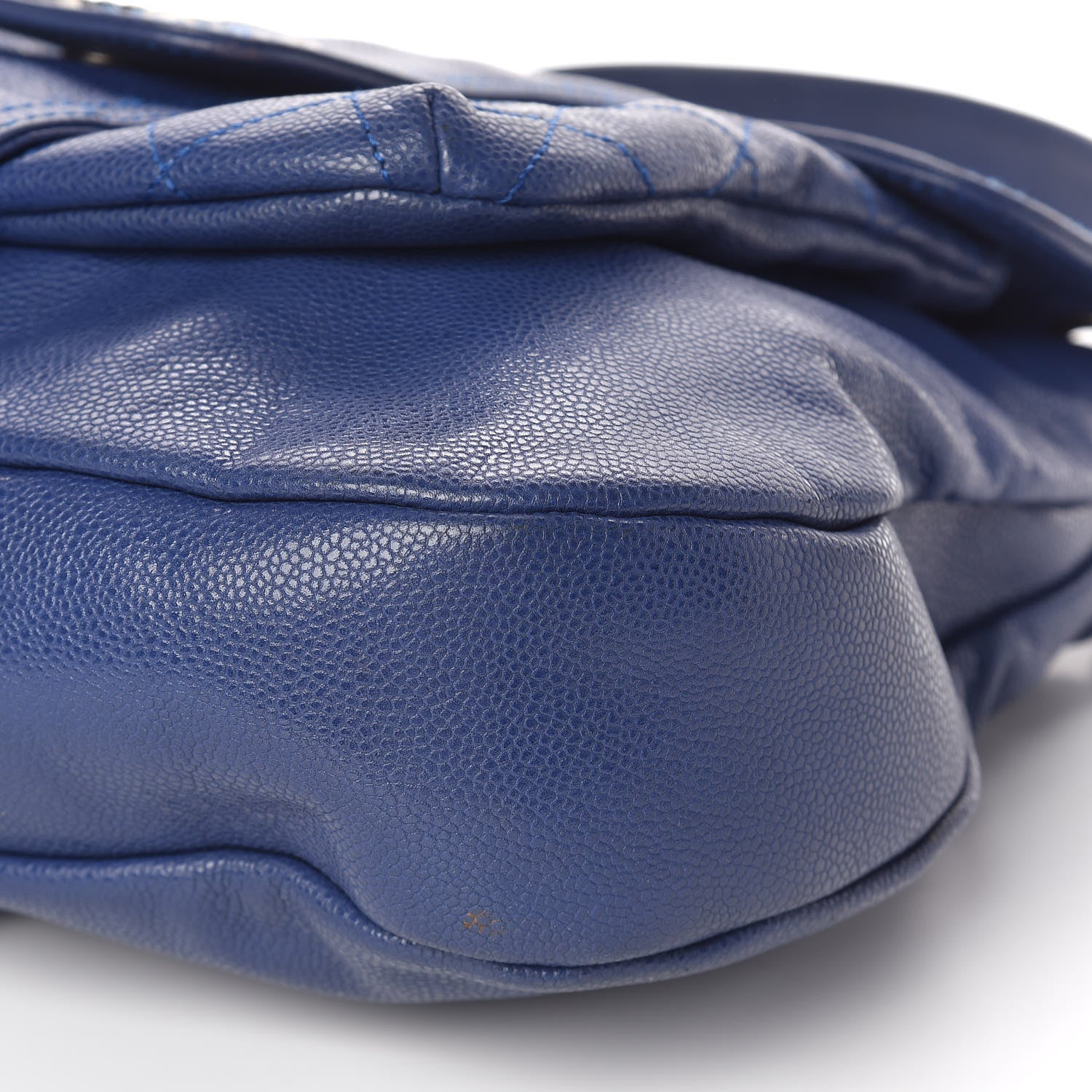 Chanel Glazed Caviar Flap Hobo Dark Blue 6 of 10