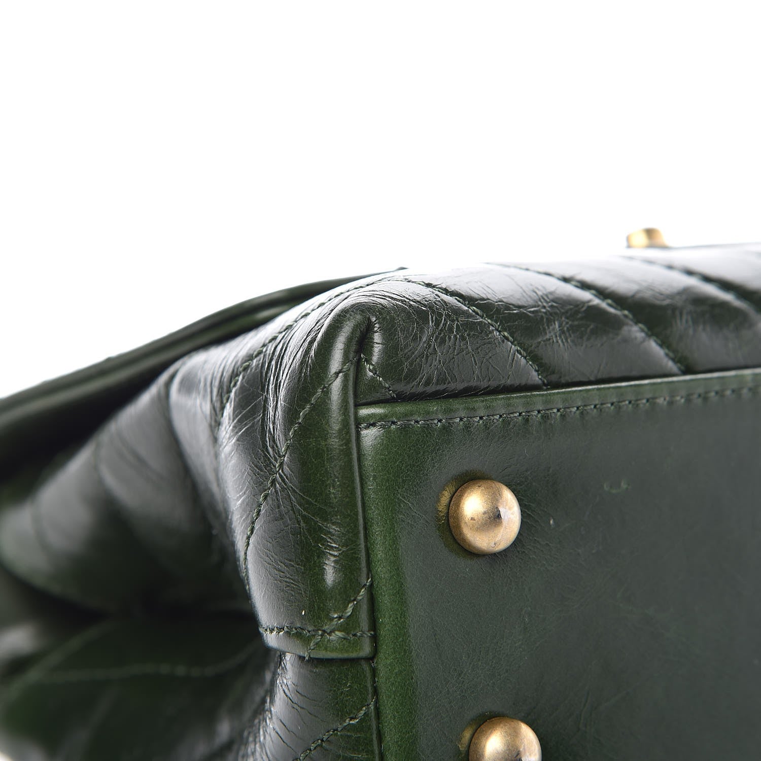 Chanel Calfskin Chevron Quilted Mini Coco Handle Flap Green 9 of 11
