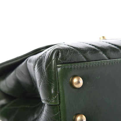 Chanel Calfskin Chevron Quilted Mini Coco Handle Flap Green 9 of 11