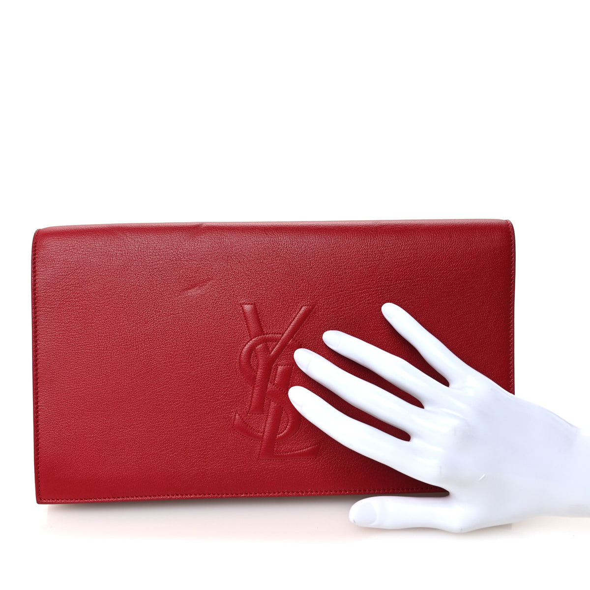 Saint Laurent Calfskin Monogram Large Belle De Jour Clutch Red 2 of 9