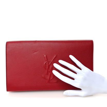 Saint Laurent Calfskin Monogram Large Belle De Jour Clutch Red 2 of 9