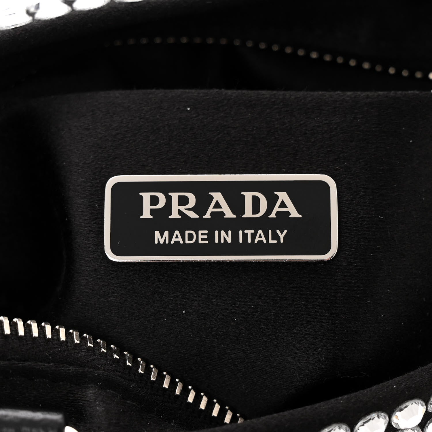 Prada Satin Crystal Metal Triangle Logo Chain Crossbody Handbag Cristal 6 of 10