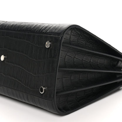 Saint Laurent Calfskin Crocodile Embossed Small Sac de Jour Black 10 of 10