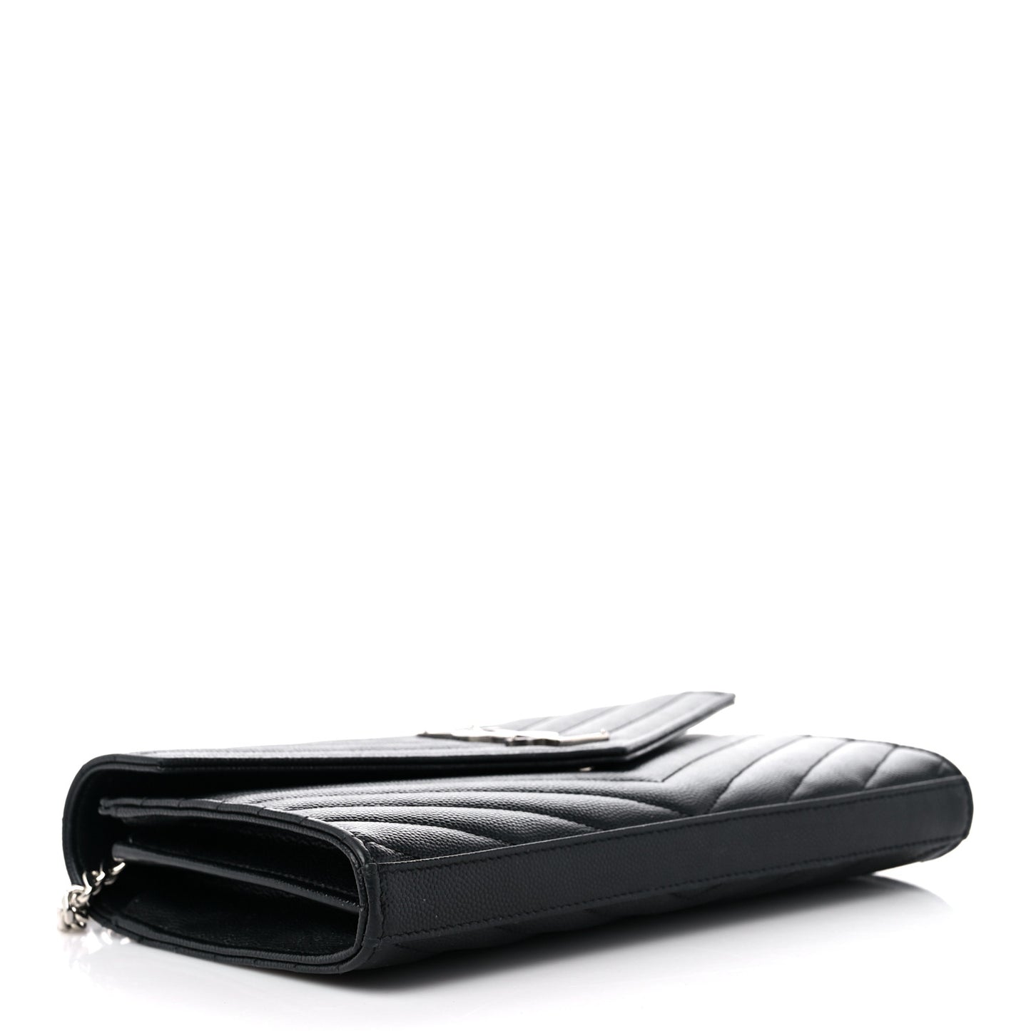 Grain De Poudre Matelasse Chevron Monogram Chain Wallet Black