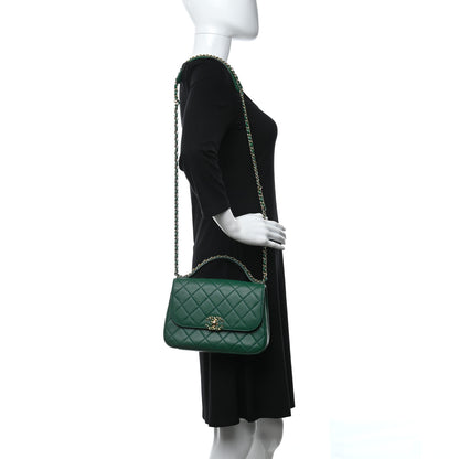 Chanel Lambskin Quilted Chain Infinity Top Handle Flap Green 2 of 10