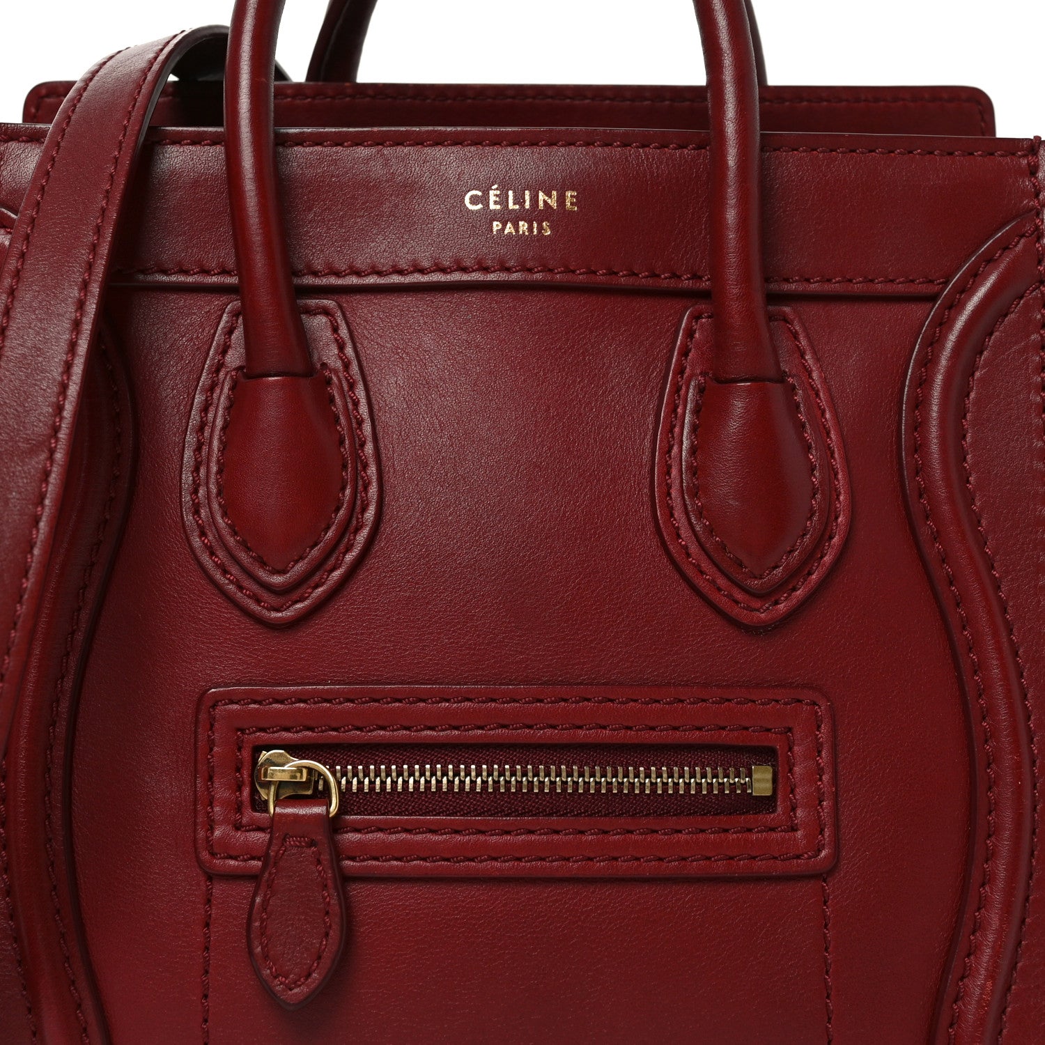 Celine Smooth Calfskin Nano Luggage Burgundy 7 of 9