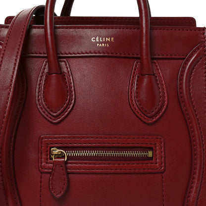 Celine Smooth Calfskin Nano Luggage Burgundy 7 of 9