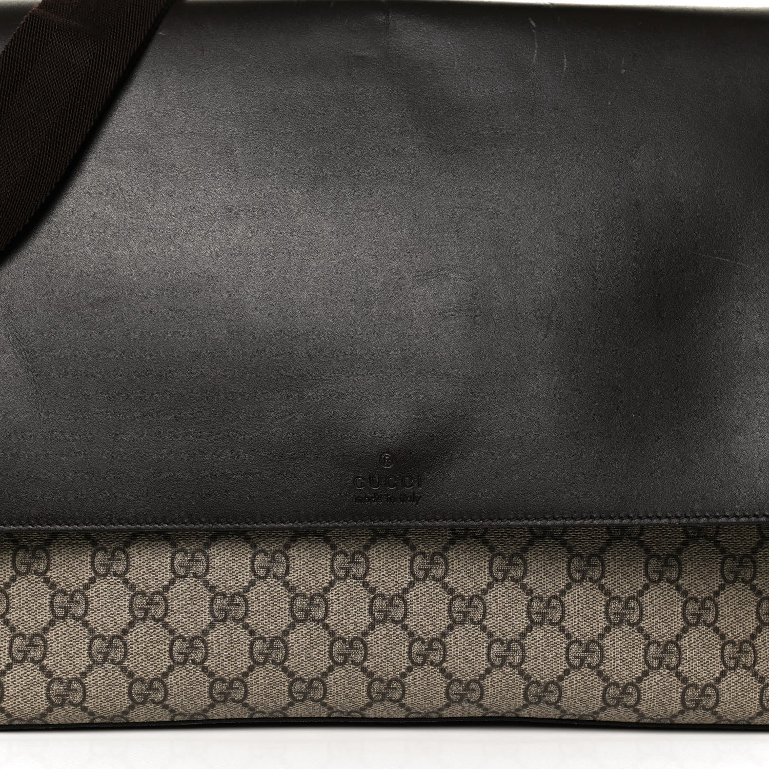 Gucci GG Supreme Monogram Selleria Calfskin Large Satchel Messenger Bag Beige Ebony Cocoa Dark Chocolate 10 of 14